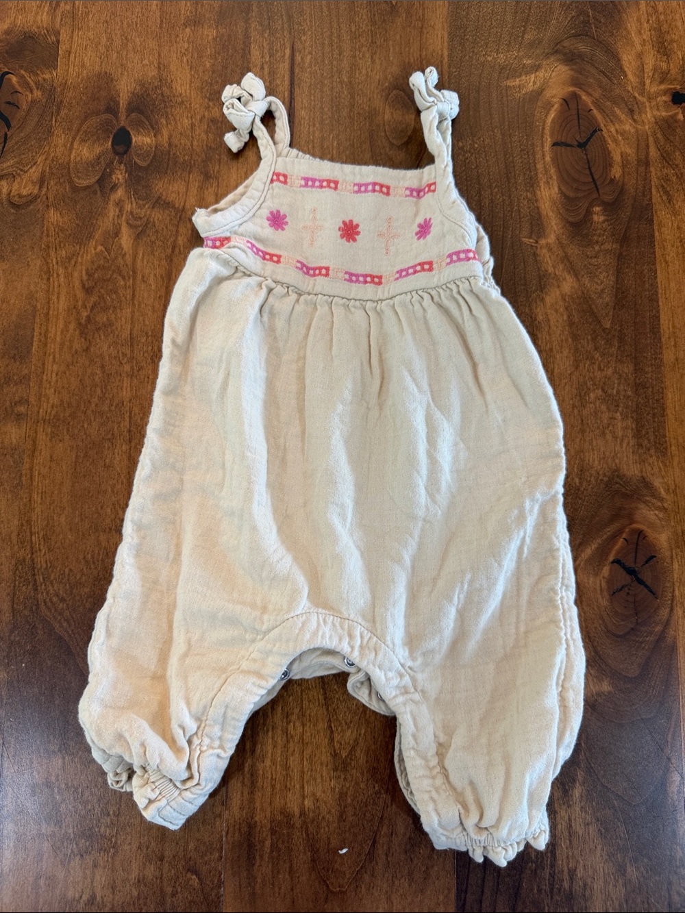 Old Navy Cream Infant Romper with Pink Accents